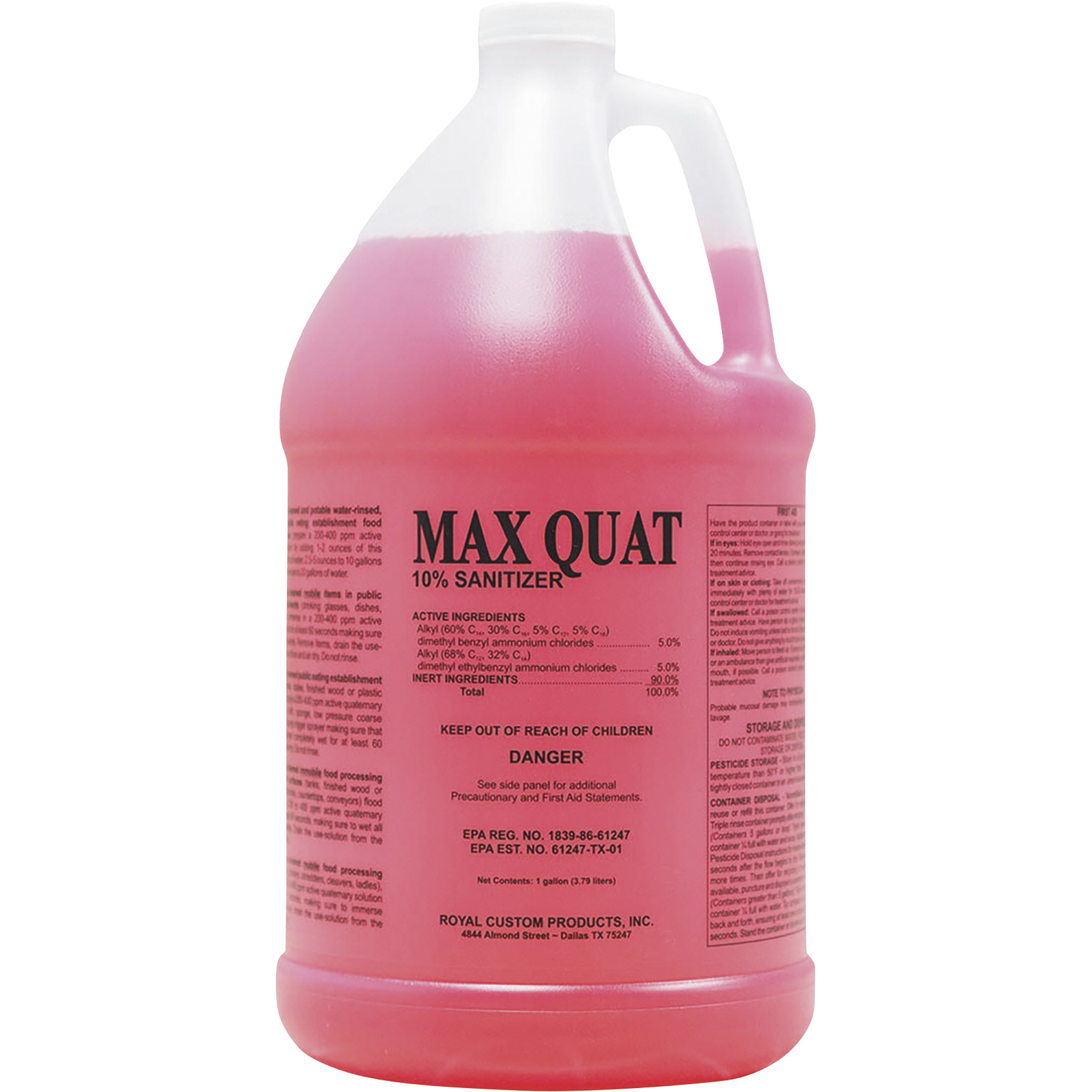 Max Quat Sanitizer, 1 Gallon, Model#  MAXQUAT-1G